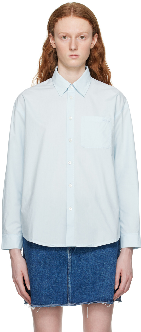Apc Blue Loose-fit Shirt In Pale Blue