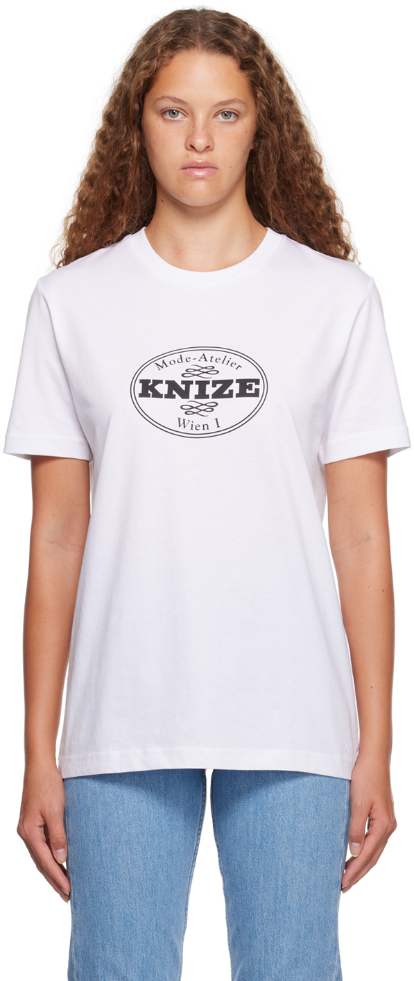 【関税&送料込】A.P.C. White Cotton T-Shirt White 'Knize' T-Shirt by A.P.C. on Sale
