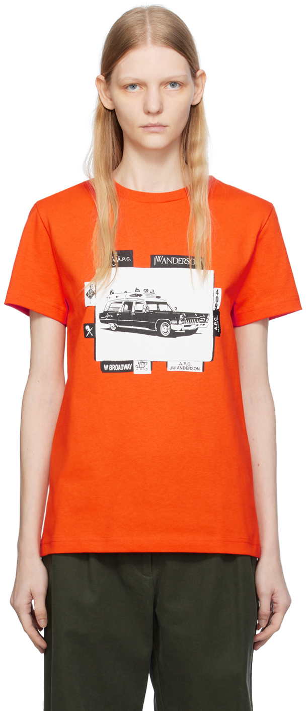 Shop Apc Orange Jw Anderson Edition T-shirt In Eaa Orange