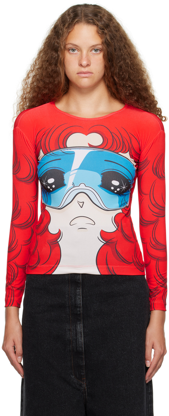 Pushbutton Ssense Exclusive Red Goggles Girl Long Sleeve T-shirt