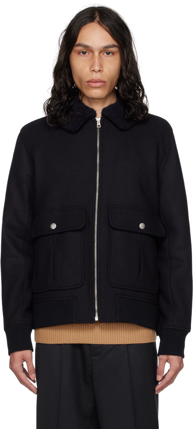 Shop Apc Navy Ben Jacket In Iak Dark Navy