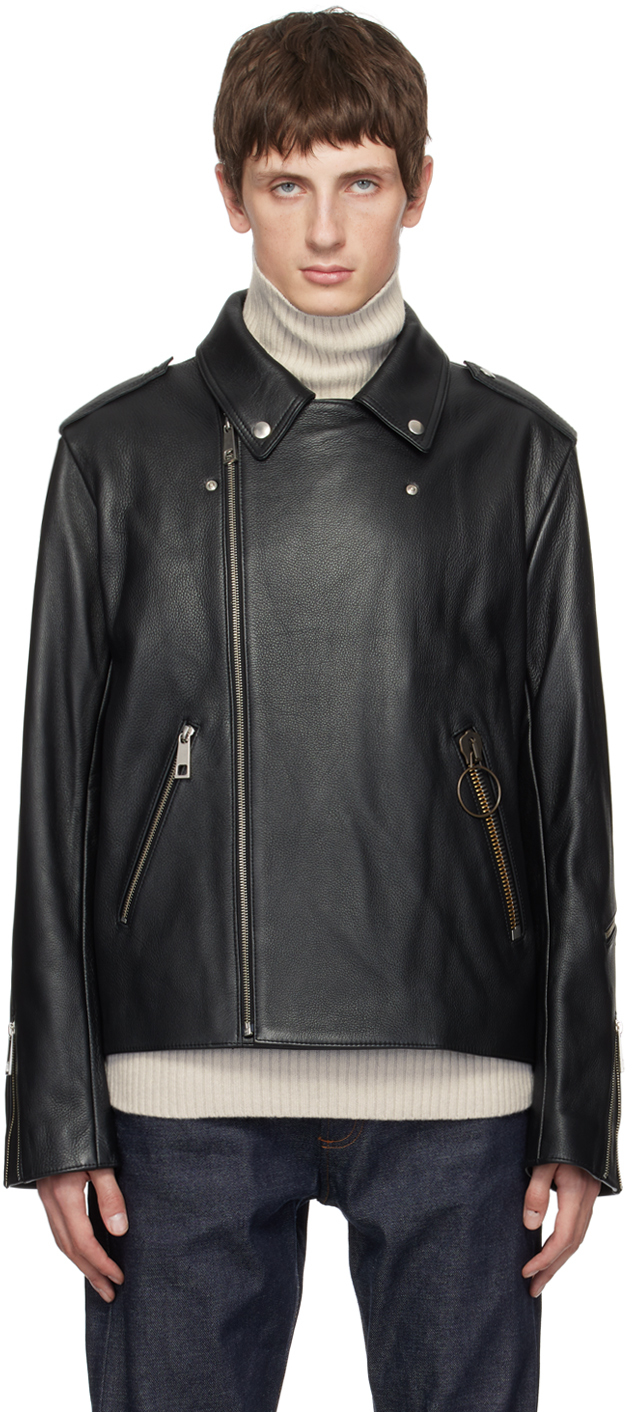 Shop Apc Black Jw Anderson Edition Leather Jacket In Lzz Black