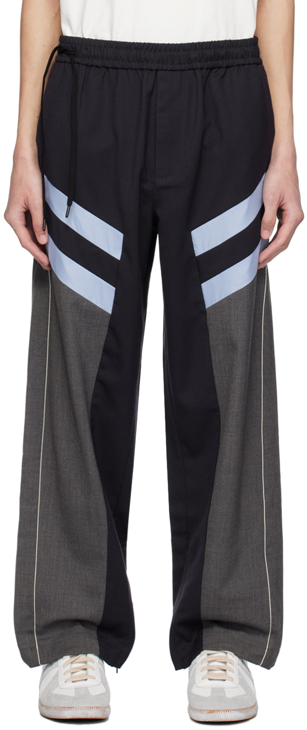 A Personal Note 73 Navy Paneled Track Trousers In Blue