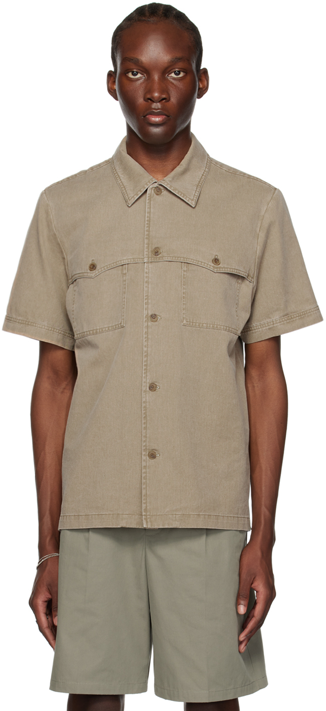 Apc Brown Gilles Shirt In Bae Taupe