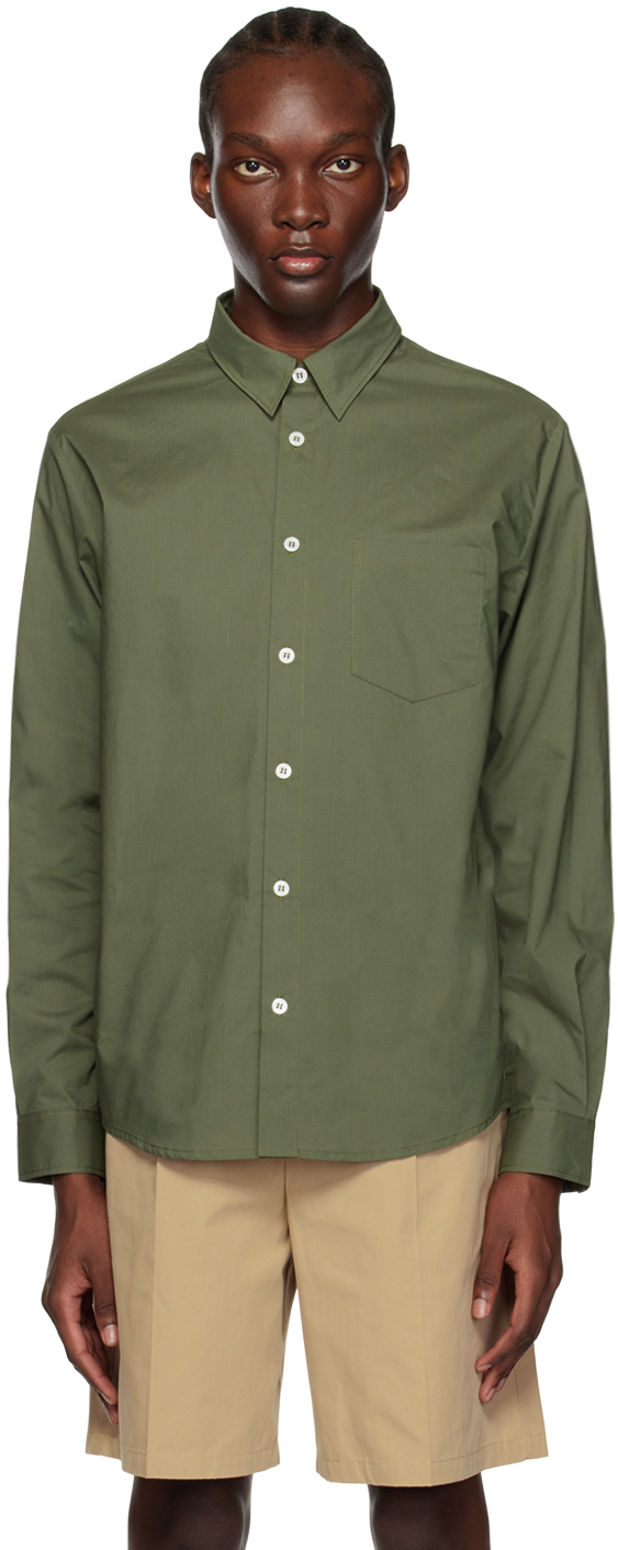 Apc Clement Cotton-poplin Shirt In Kaa Green