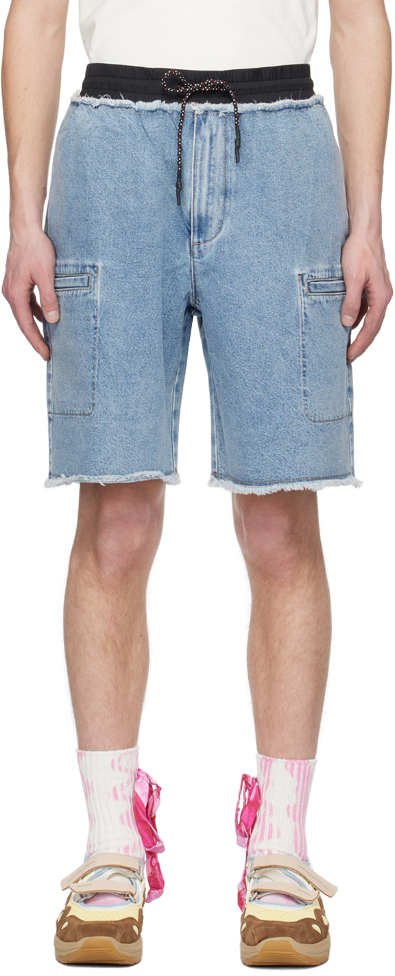 A Personal Note 73 Blue Drawstring Denim Shorts In 994 Mixed/multicolor