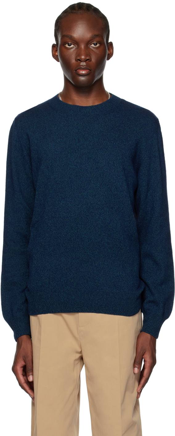 Shop Apc Blue Adam Sweater In Marine/ Kaki