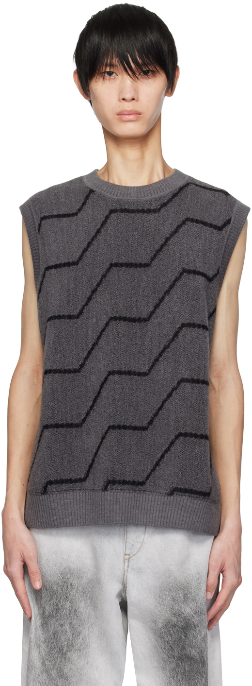 A Personal Note 73 Gray Jacquard Vest In Grey