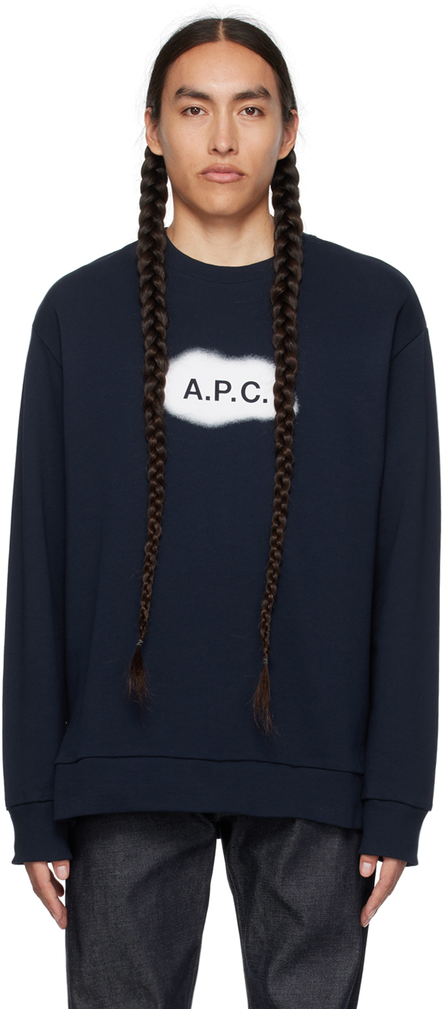 A.p.c. Logo-print Cotton Sweatshirt In Blue