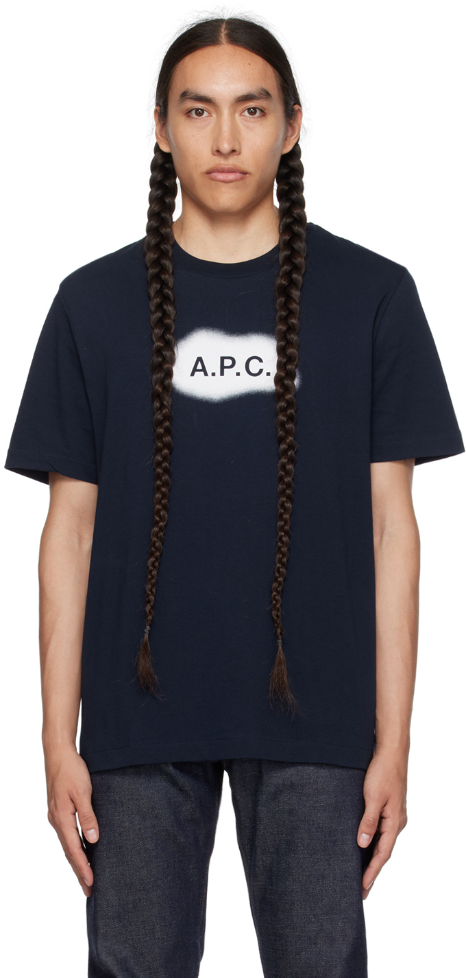 Apc Navy Printed T-shirt In Iak Dark Navy