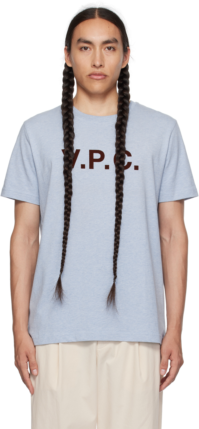 Apc Vpc Color H T-shirt With Logo In Washed_indigo