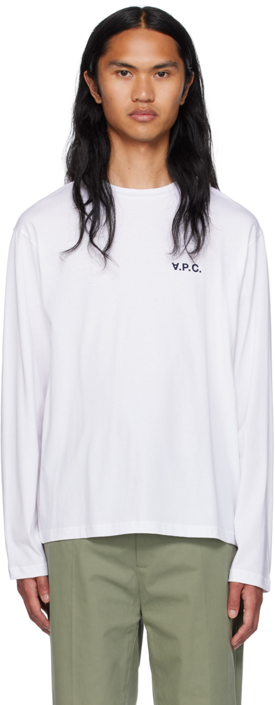 White Frankie Long Sleeve T-Shirt by A.P.C. on Sale