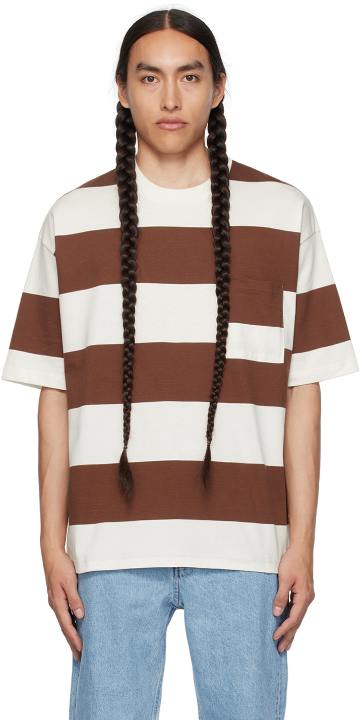 【関税込み】A.P.C. ホワイト＆ブラウン Anthony Tシャツ White & Brown Anthony T-Shirt by A.P.C. on Sale