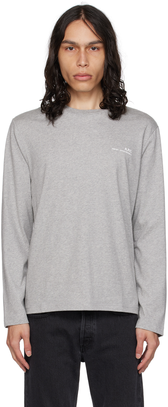 A. P.C. Gray Item Long Sleeve T-Shirt