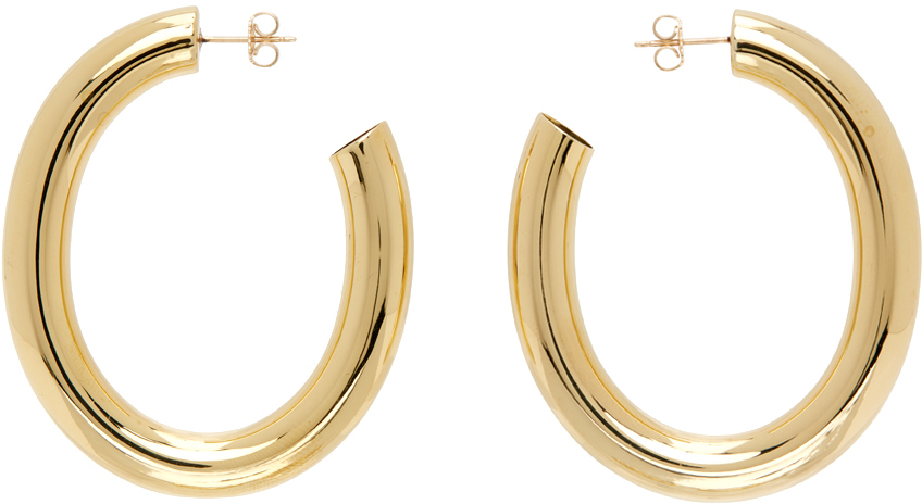 Laura Lombardi Gold Curve Earrings In Brass