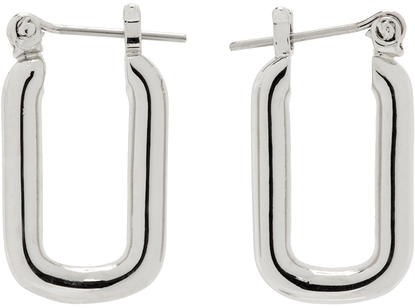 Silver Cresca Hoop Earrings In Metallic