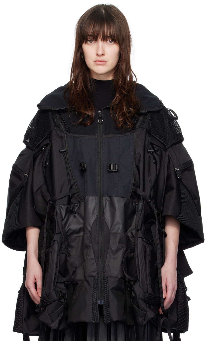 Junya Watanabe Black Paneled Coat In 1 Black Mix
