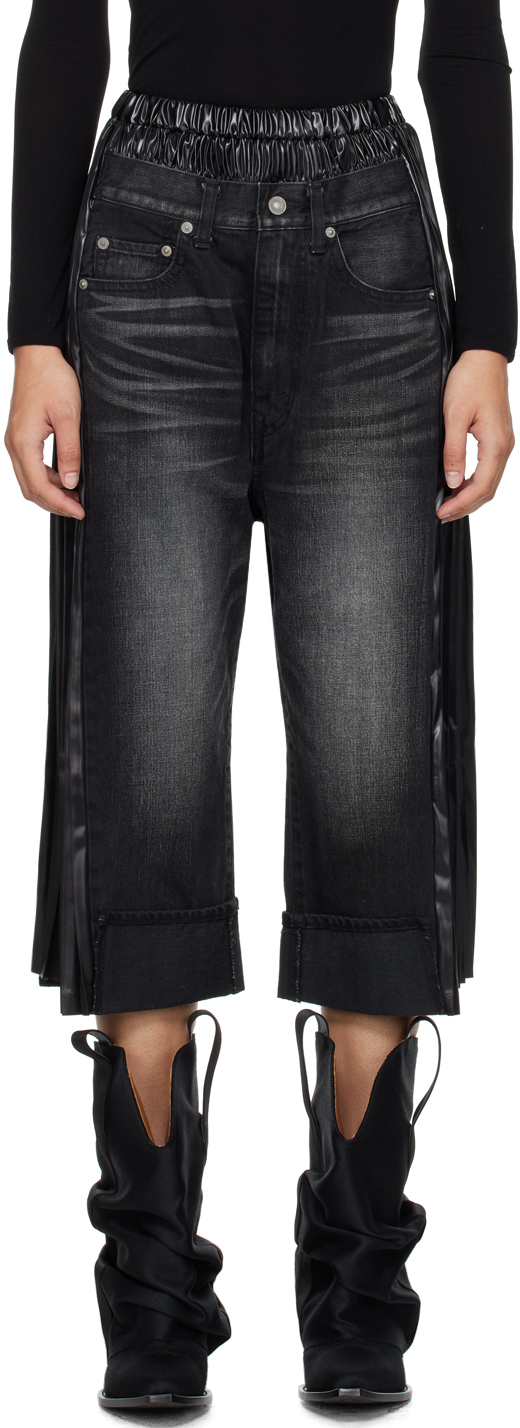 Shop Junya Watanabe Black Layered Jeans In 1 Gray/black