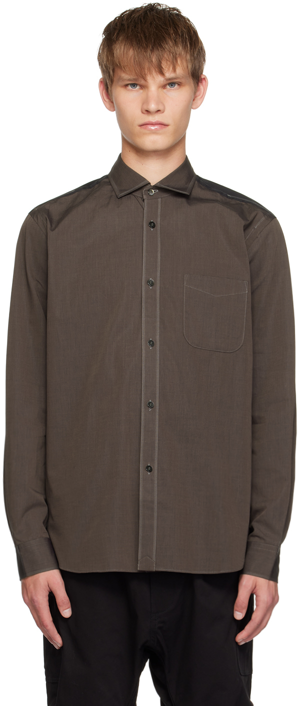 Junya Watanabe Brown & Black Paneled Shirt In Brn/blk X Gray