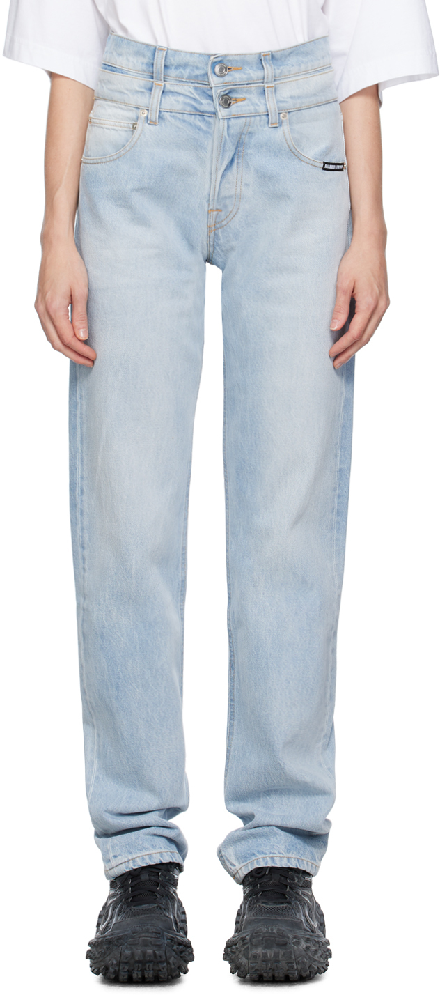 Shop Vtmnts Blue Double Waist Jeans In Light Blue