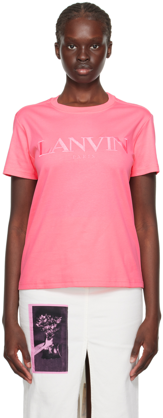 LANVIN PINK EMBROIDERED T-SHIRT