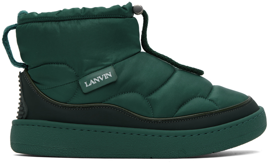 Lanvin Green Curb Snow Boots In 464 Forest