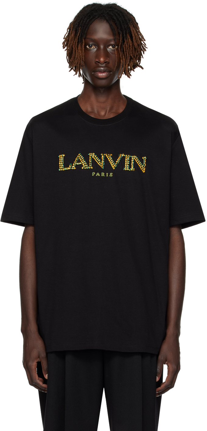 Lanvin Black Embroidered T-shirt In 10 Black