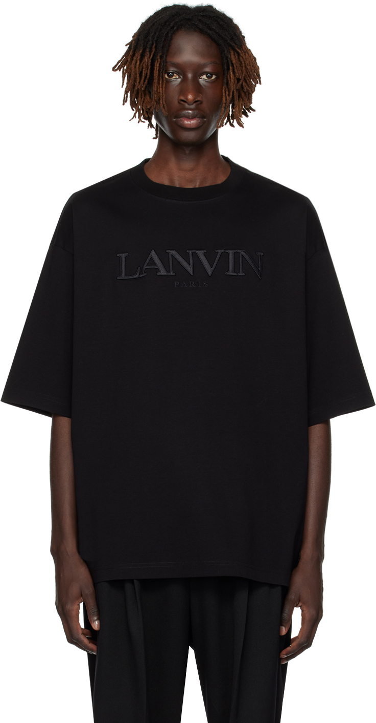 Lanvin Black Embroidered T-shirt In 10 Black