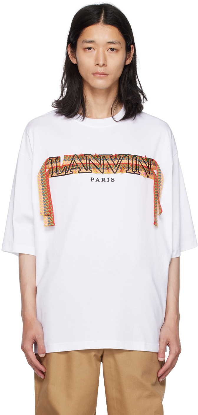 Shop Lanvin White Curb Lace T-shirt In 01 Optic White