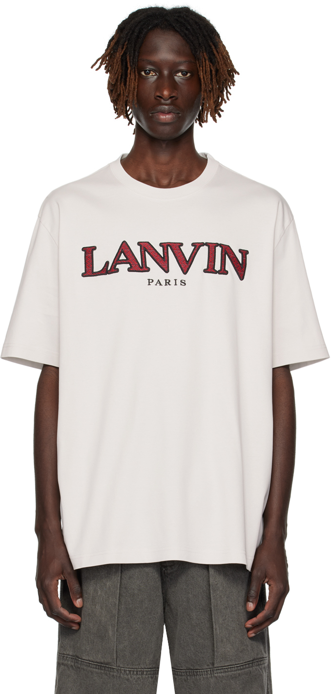 Lanvin Curb Logo-embroidered Cotton T-shirt In White