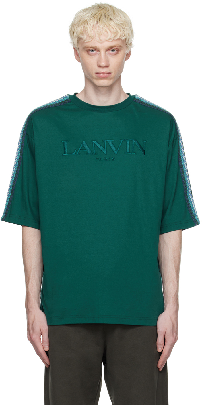 Lanvin Logo-embroidered Cotton T-shirt In Green