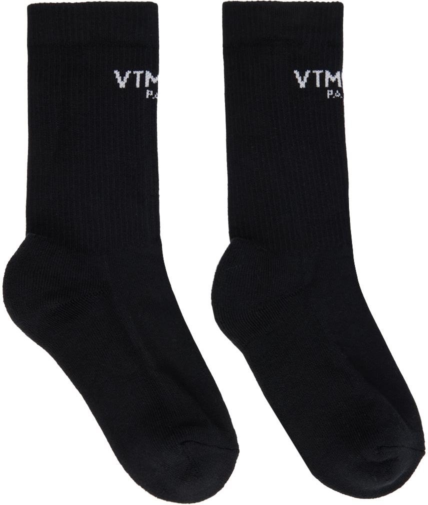 Black Logo Socks by VTMNTS on Sale