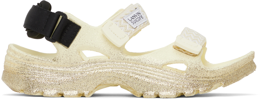 Shop Lanvin Off-white Suicoke Edition Curb Laces Sandals In M107 Gold