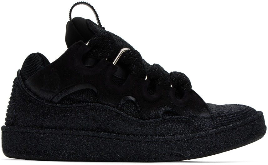 Lanvin Black Curb Sneakers In 1010 Black/black