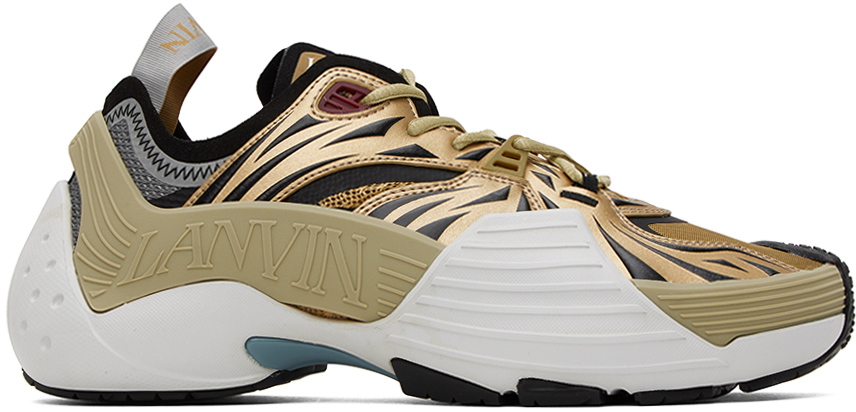 Shop Lanvin Gold Flash-x Sneakers In 02m6 Ecru/mordore