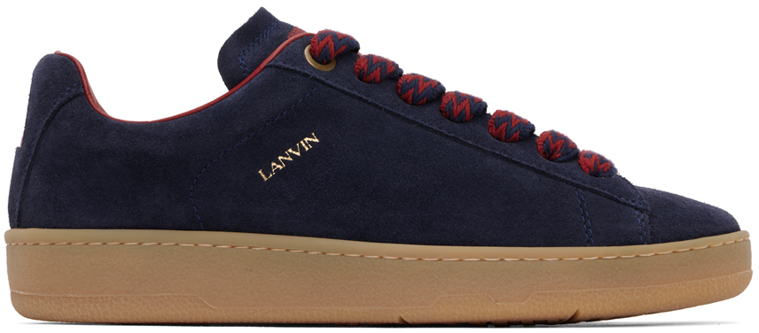 Lanvin Navy & Red Lite Curb Sneakers In 2930 Navy Blue/red