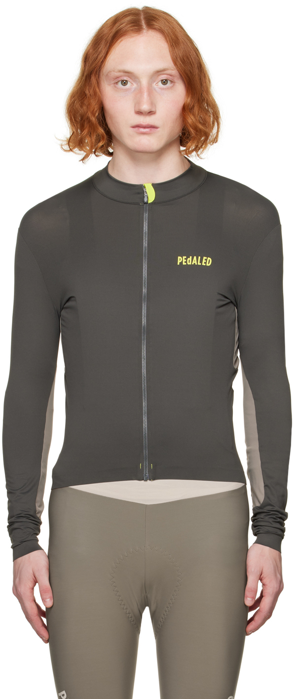 Pedaled Gray Road Cycling Long Sleeve T-shirt In 45pe Dark Grey