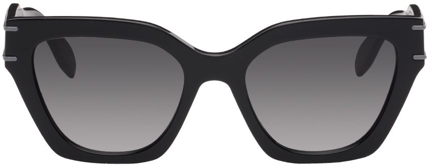 Shop Alexander Mcqueen Black Cat-eye Sunglasses In 001 Black/black/grey