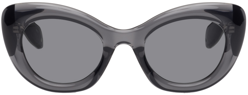 Alexander Mcqueen Gray Cat-eye Sunglasses In 002 Grey/grey/grey