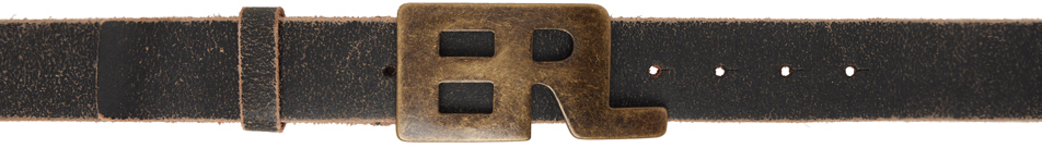 Brown Metal Logo Leather Belt