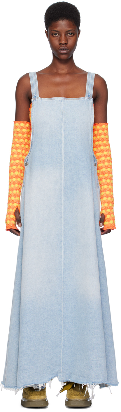 Off-the-shoulder Embroidered Split Denim Long Dress | Denim maxi dress, Maxi  dress, Long sleeve dress