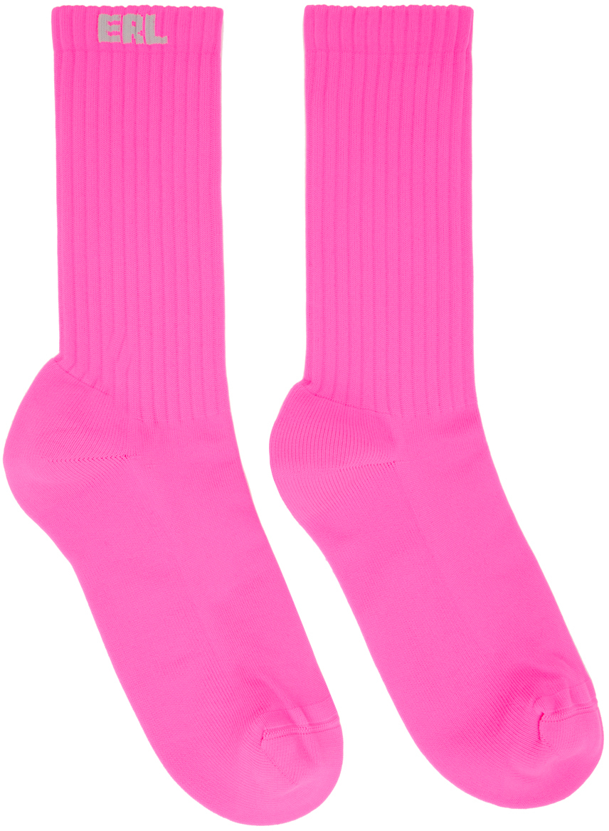 Erl Pink Knit Socks In 4 Pink