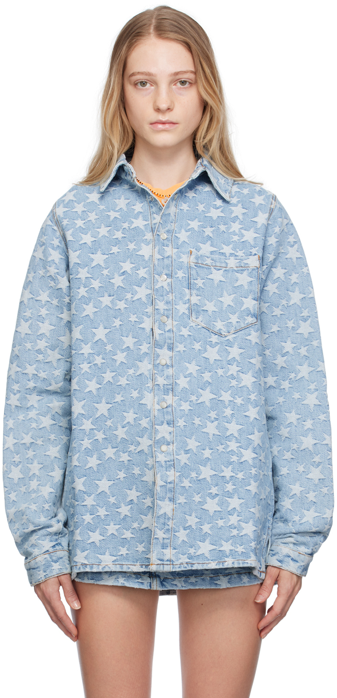 Blue Jacquard Denim Shirt