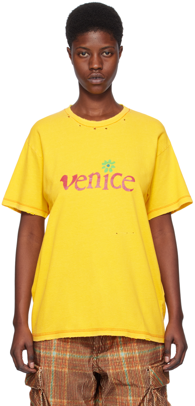 Erl Yellow 'venice' T-shirt In 2 Yellow