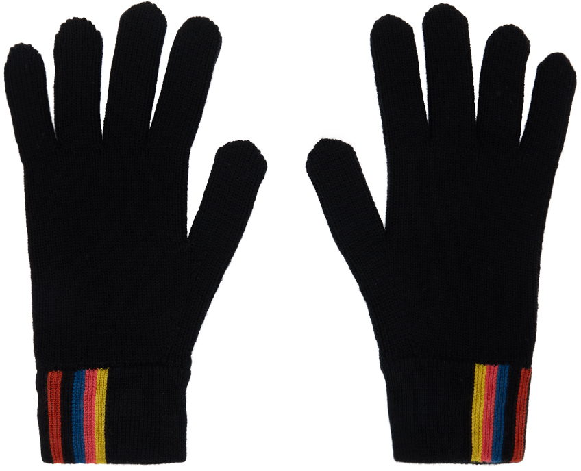 Paul Smith Black Artist Stripe Gloves In 79 Blacks