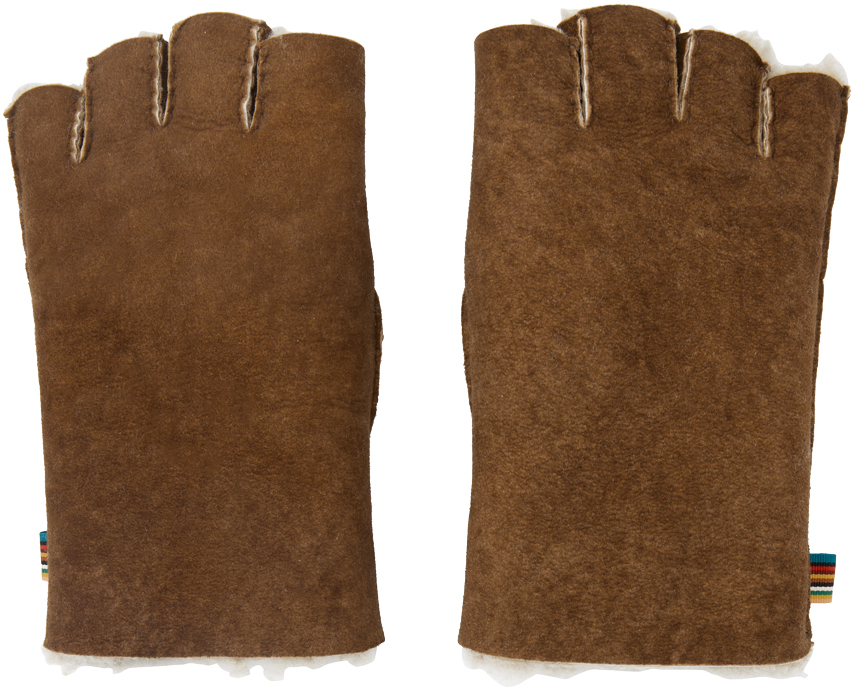Paul Smith Brown Fingerless Gloves In 63 Browns