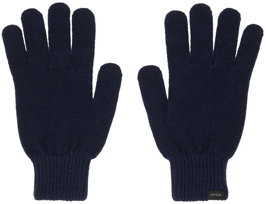Paul Smith Cashmere And Wool-blend Gloves In Blue