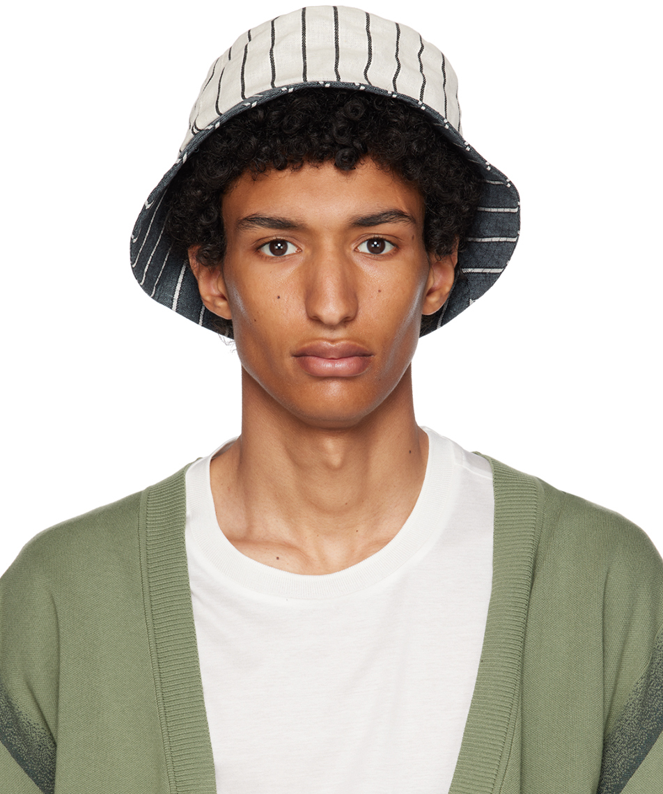 Paul Smith Off-white & Blue Deck Stripe Hat In 01 Whites