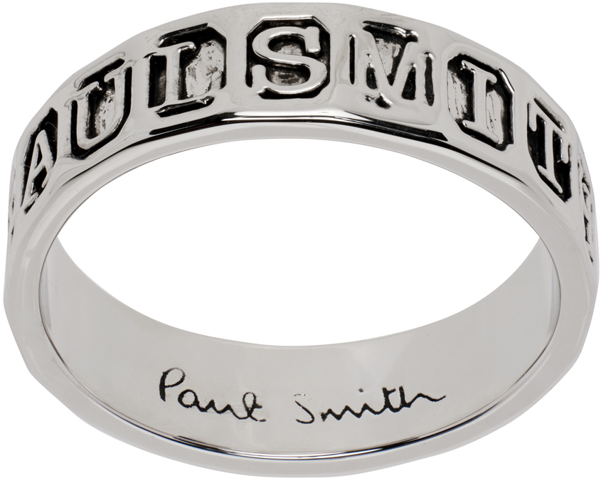Paul Smith Silver Stamp Ring In 82 Metallics