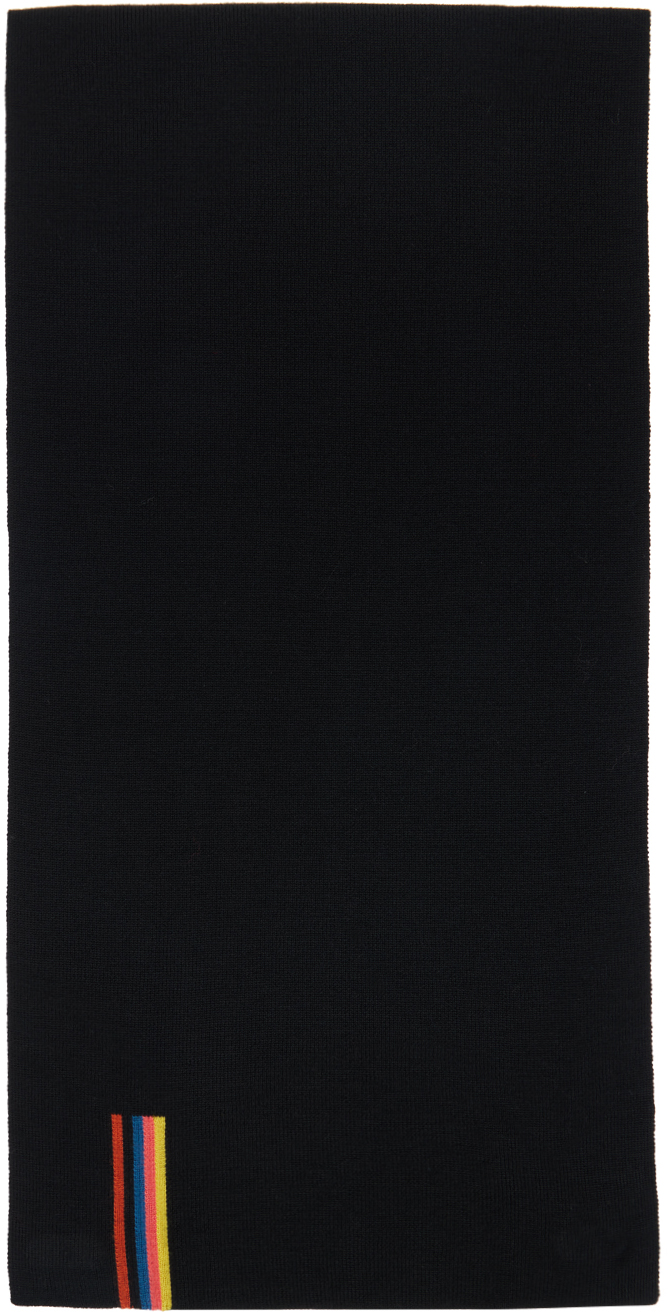 Paul Smith Artist Stripe Wool Scarf In 79 Black